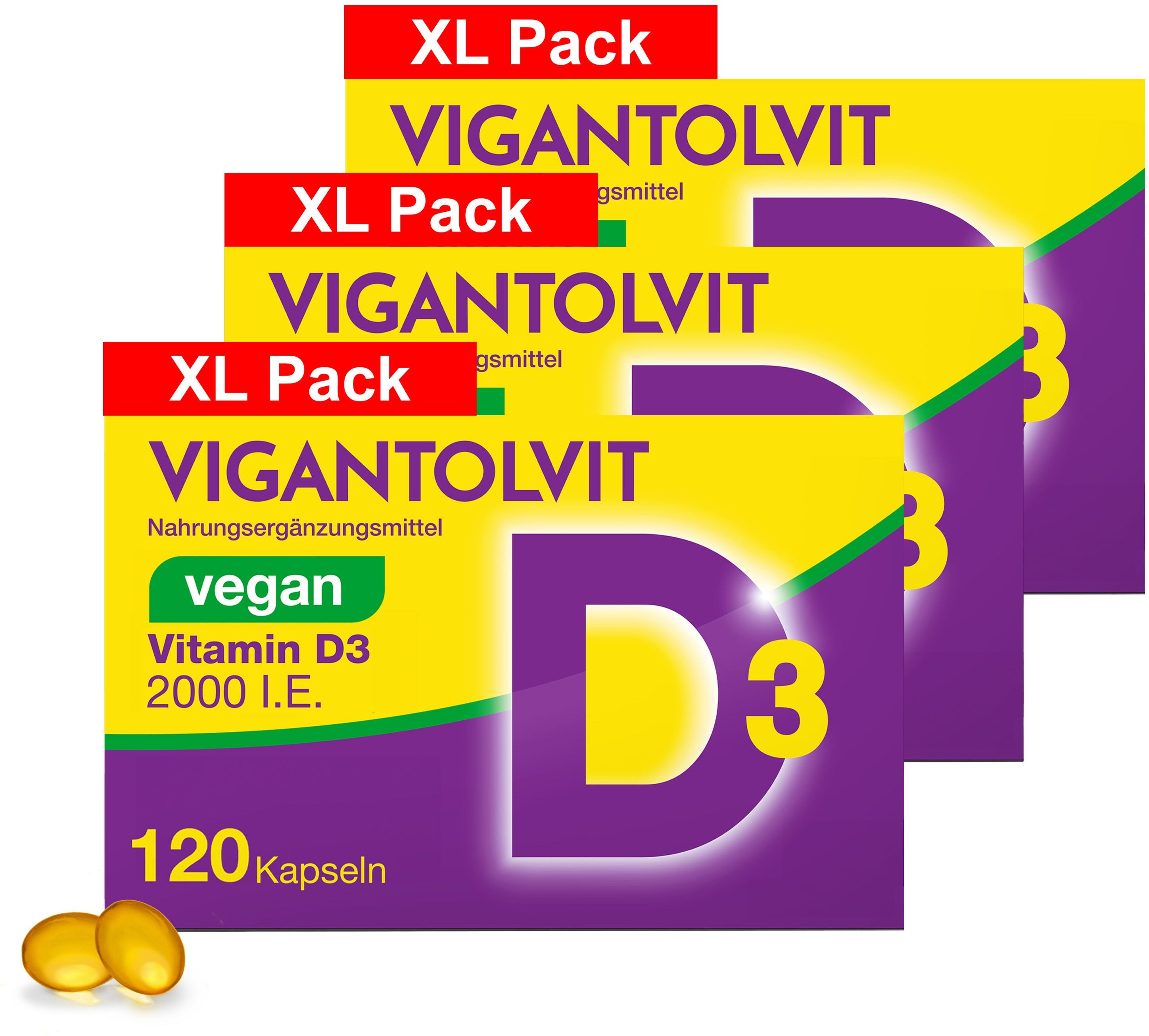 Vigantolvit 2000 I.e. Vitamin D3 bvegan Weichkaps 3x120 St Weichkapseln