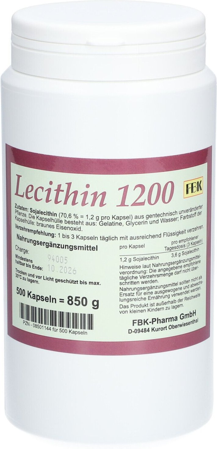 Lecithin 1200 Kapseln 500 St
