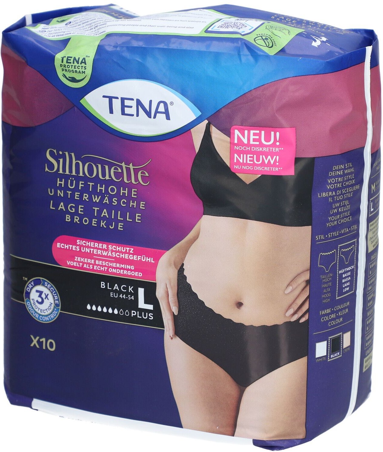 Tena Silhouette Plus L black Inkontinenz Pants 10 St Inkontinenzslip