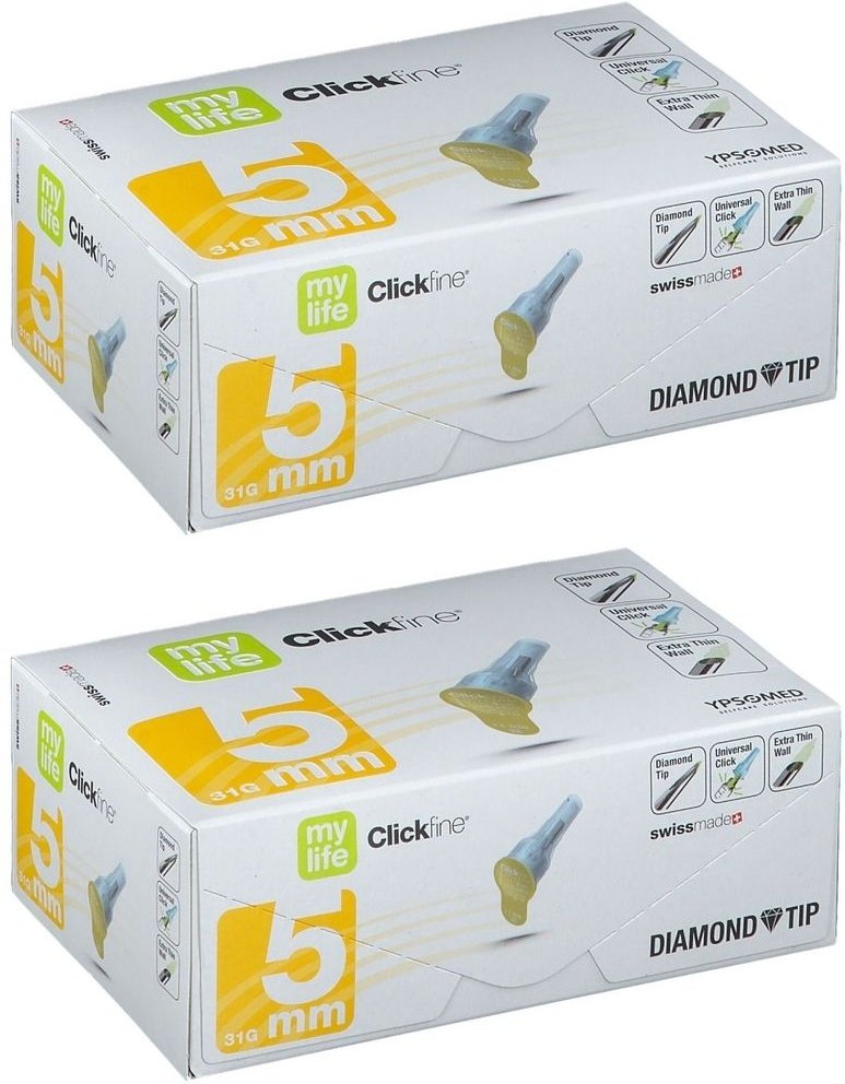 Mylife Clickfine Pen-Nadeln 5 mm 31 G 2x 2x100 St Kanüle