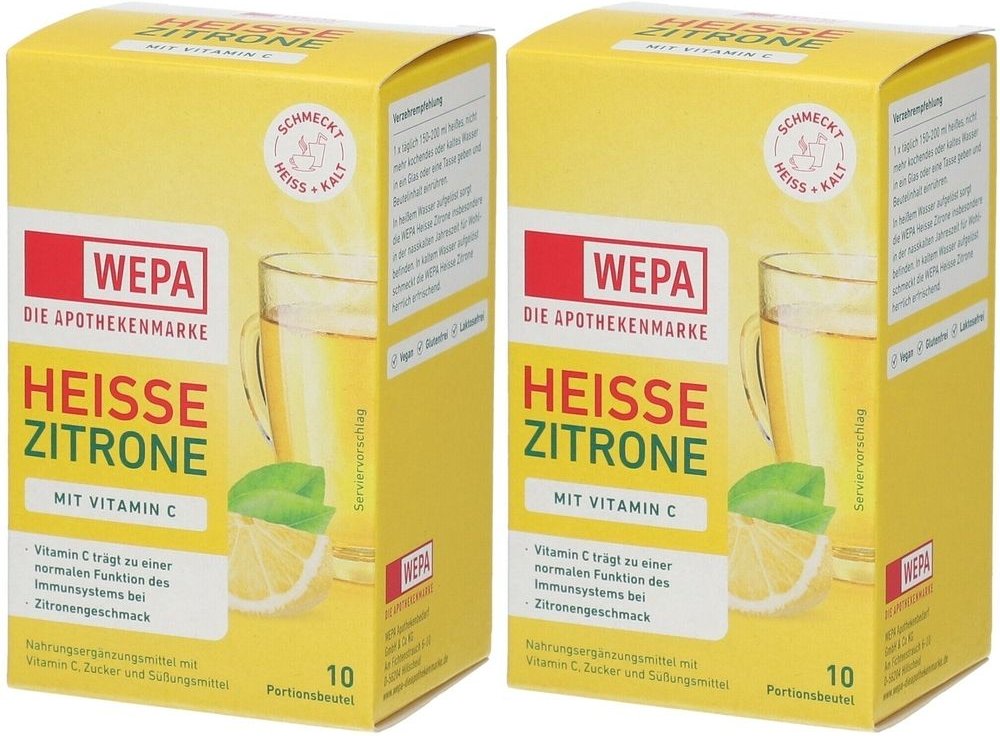 Wepa heiße Zitrone+Vitamin C Pulver 2x 2x10x10 g