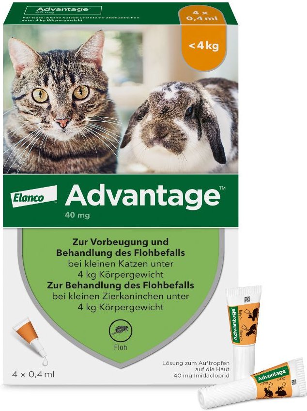 Thumbnail - Advantage 40 mg Lsg.f.kl.Katzen/kl.Zierkaninchen 4x0,4 ml Lösung
