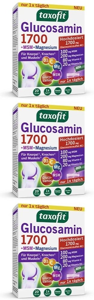 Taxofit Glucosamin 1700+MSM+Magnesium Sticks 3x 3x20x4 g Granulat
