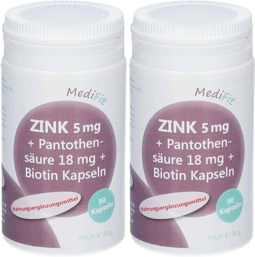 Zink 5 mg+Pantothensäure 18 mg+Biotin Kapseln 2x 2x90 St