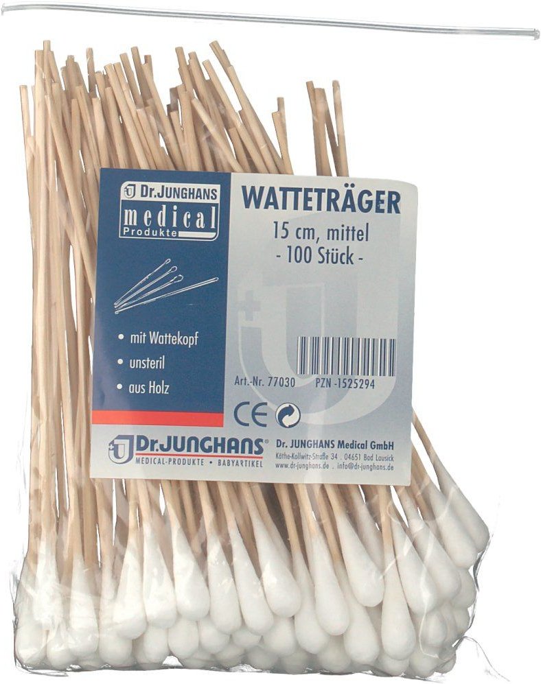 Wattestäbchen Holz 15 cm mittlerer Kopf 100 St Stäbchen