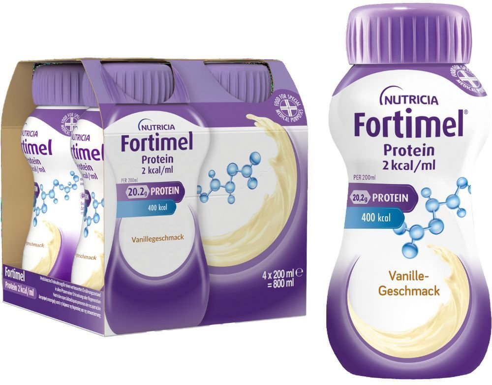 Fortimel Protein 2 kcal Vanillegeschm.Trinknahrung 4x200 ml Flüssigkeit
