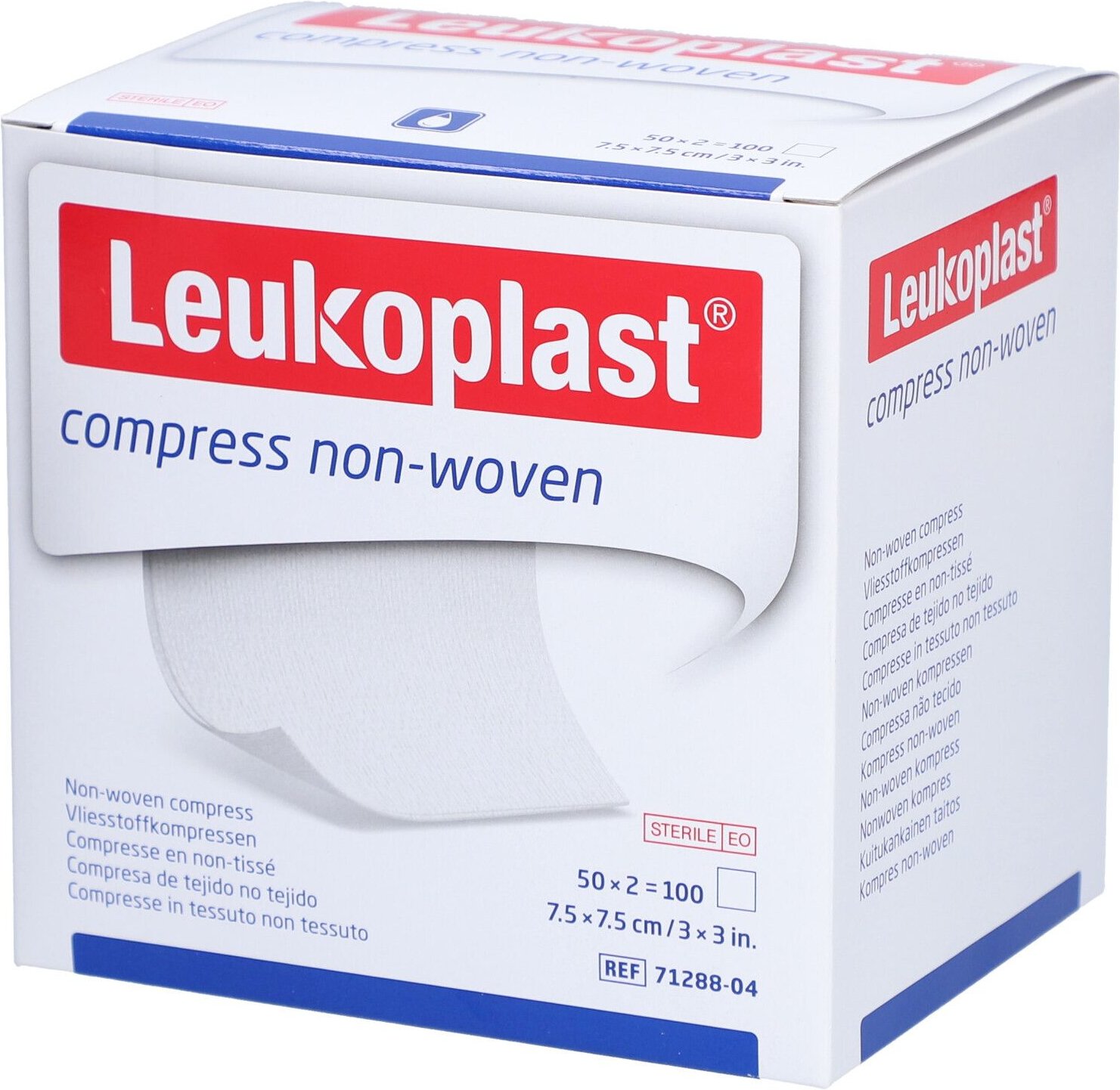 Leukoplast compress non-woven 7,5x7,5cm ste.4f 100 St Kompressen