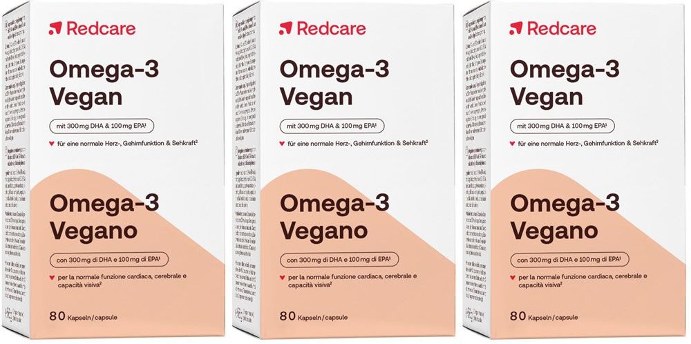 Redcare Omega-3 Kapseln vegan 56g Dreierpack 3x80 St