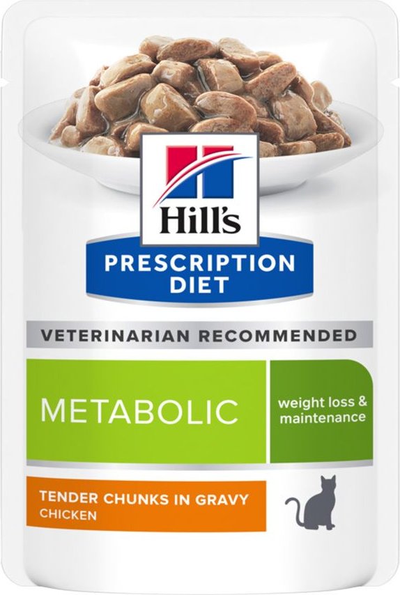 Hill's Prescription Diet Metabolic Nassfutter für Katzen mit Huhn 12 x 85 g Frischebeutel 12x85 Futter