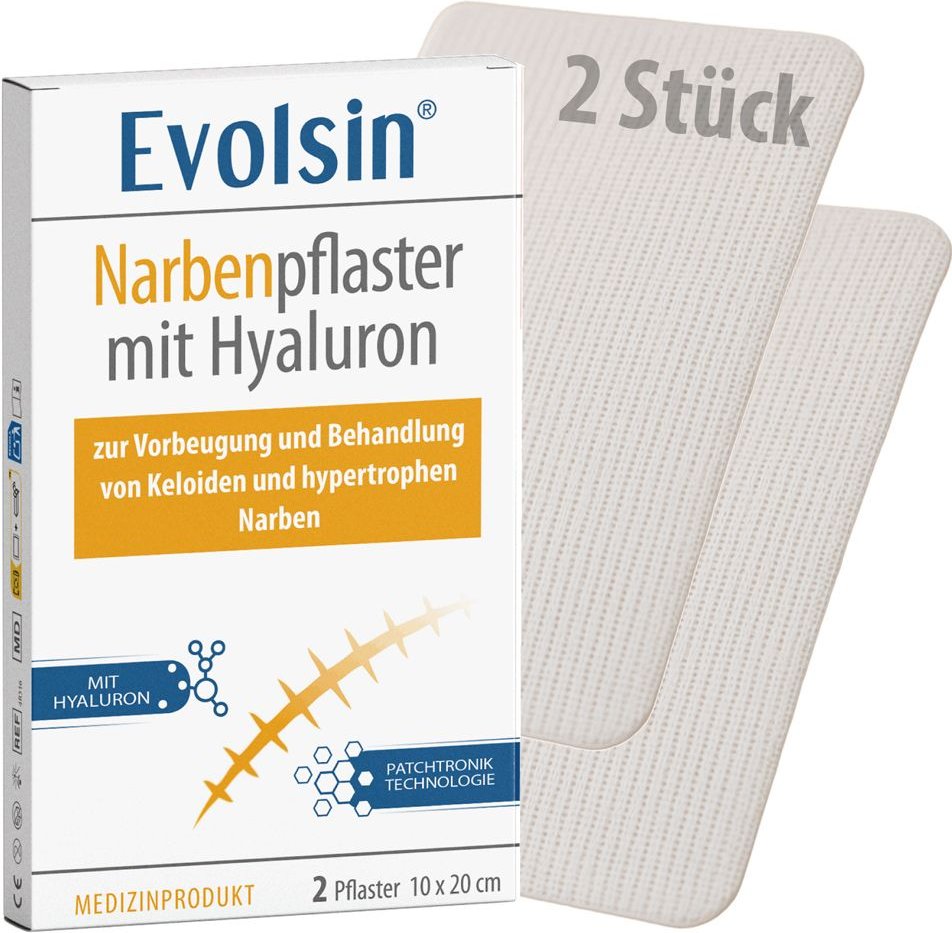 Evolsin Narbenpflaster mit Hyaluron 10x20 cm 2 St Pflaster