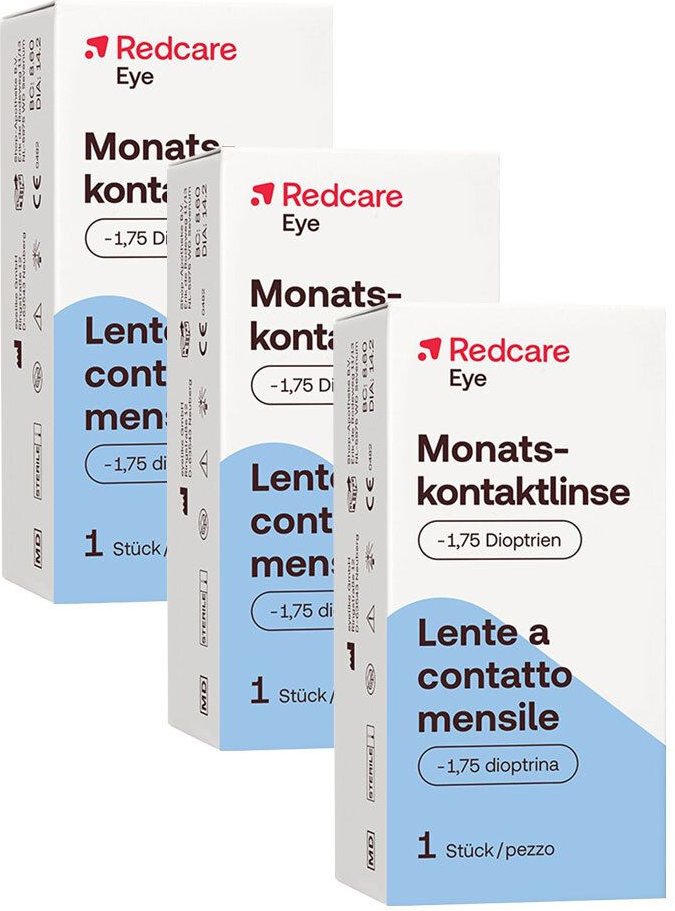 Redcare Monatslinse -1,75 3er-Pack 3x1 St Kontaktlinsen
