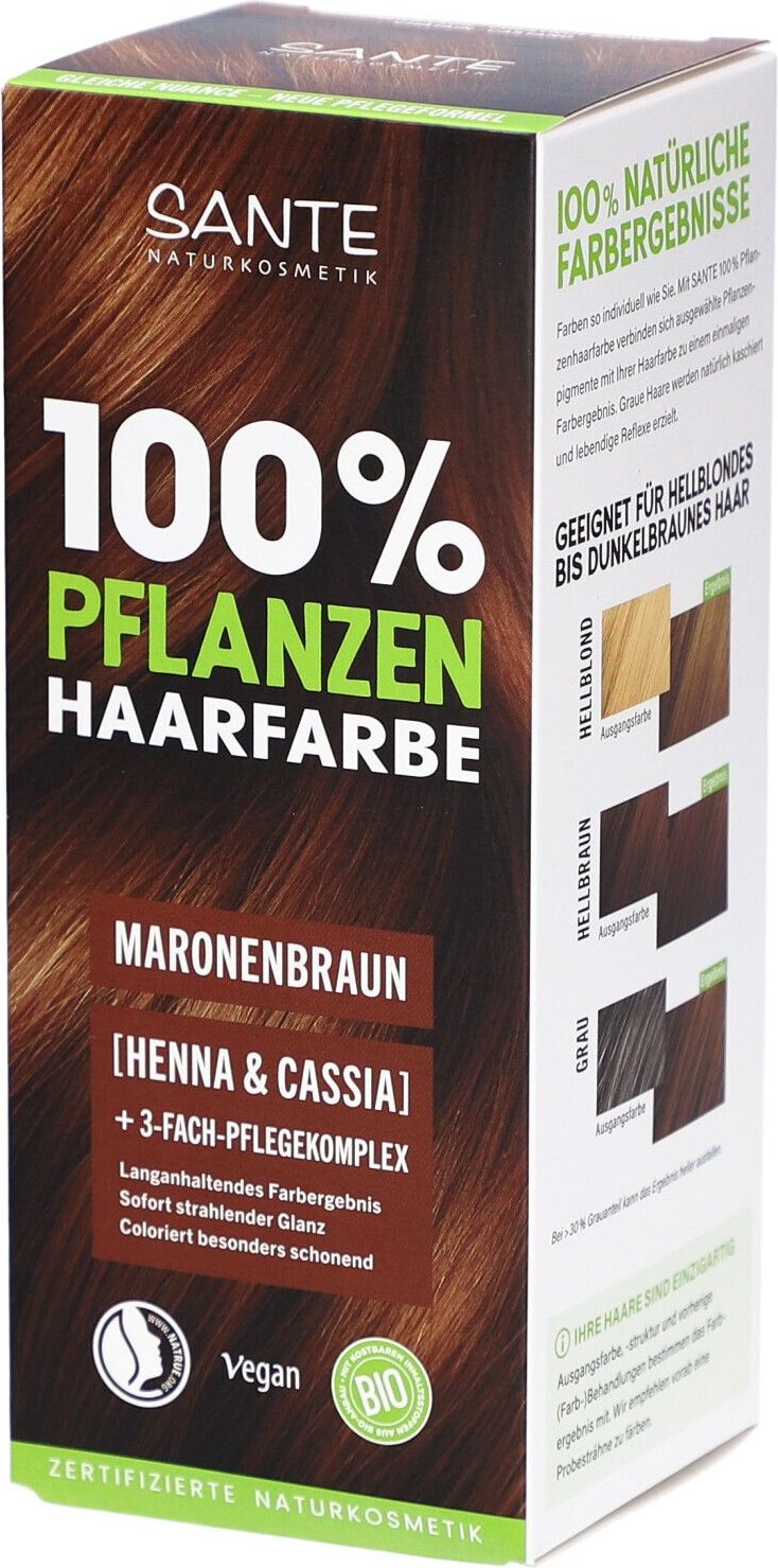 Thumbnail - 100% Pflanzenhaarfarbe mit 3-Fach Pflegekomplex maronenbraun 08 100 g Pulver