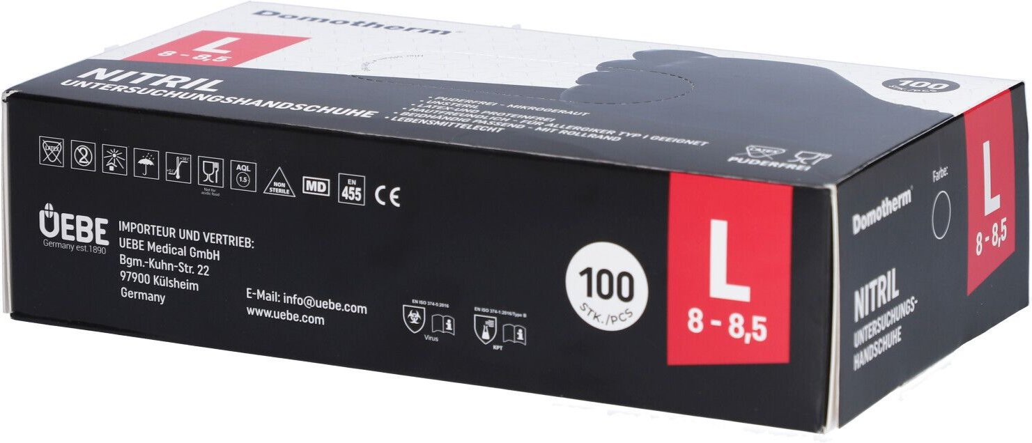 Domotherm Unt.Handschuhe Nitril unste.pf L schwarz 100 St Handschuhe