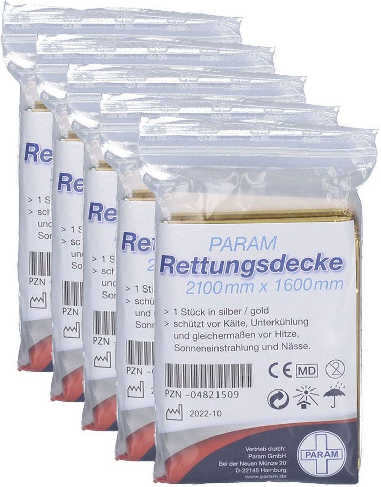 Rettungsdecke gold/silber 5x 5x1 St