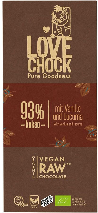 Lovechock Bio rohe Schokolade, 93 % Kakao 70 g Schokolade