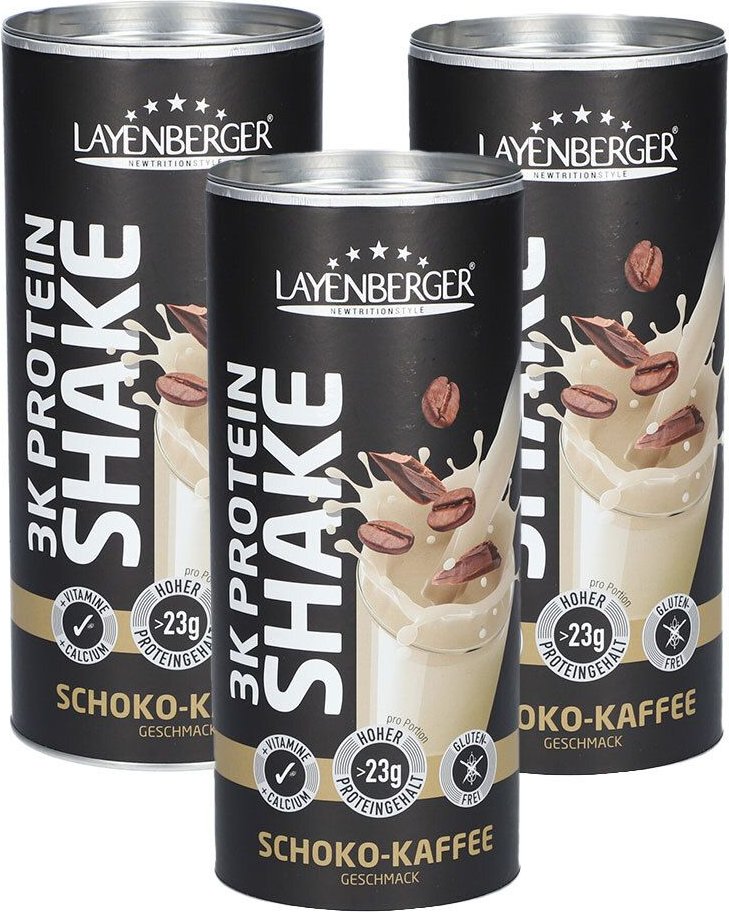 3x Layenberger 3K Protein-Shake, Schoko-Kaffee 3x360 g Pulver
