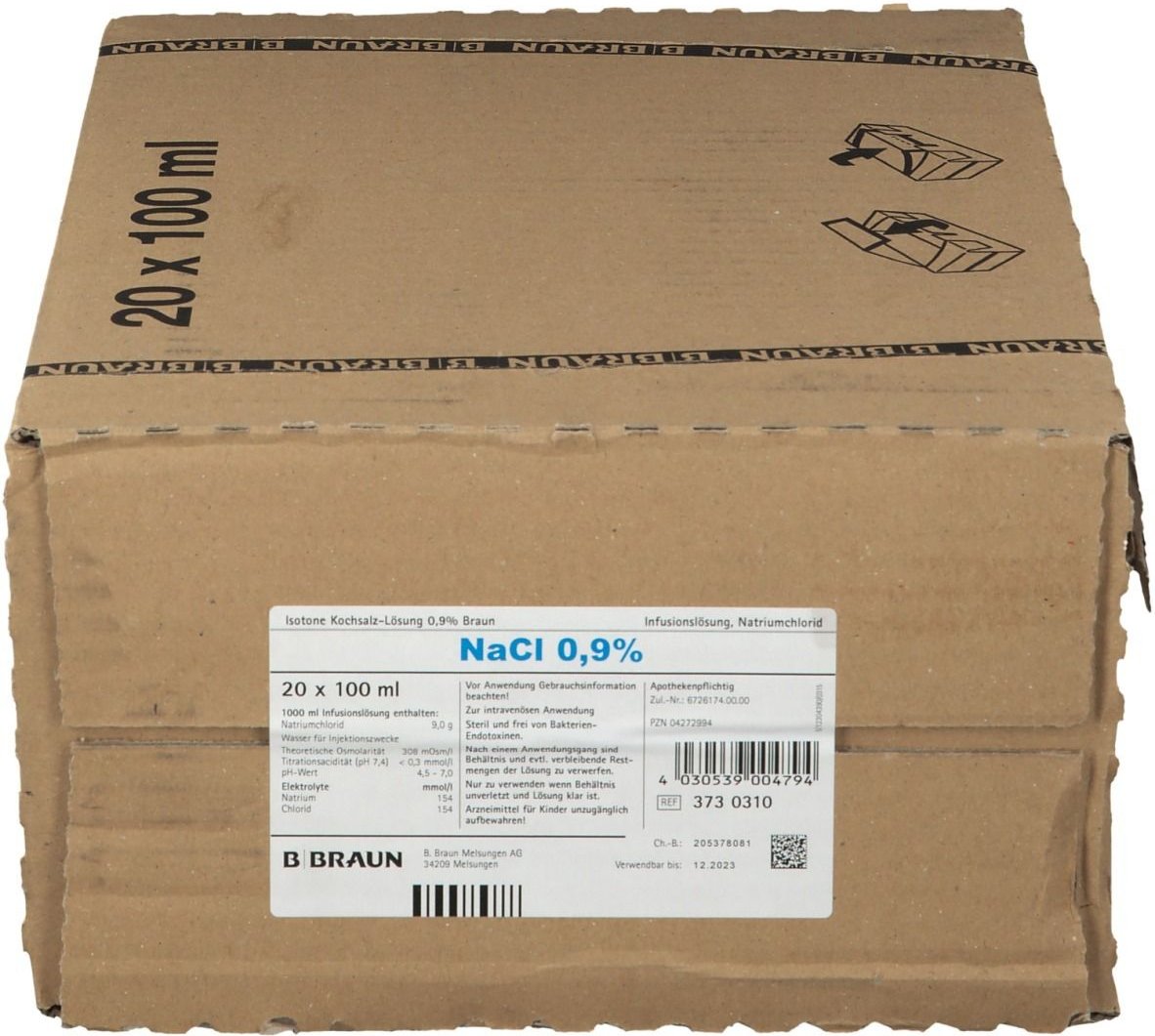 Kochsalzlösung 0,9% Glasfl. 20x100 ml Infusionslösung
