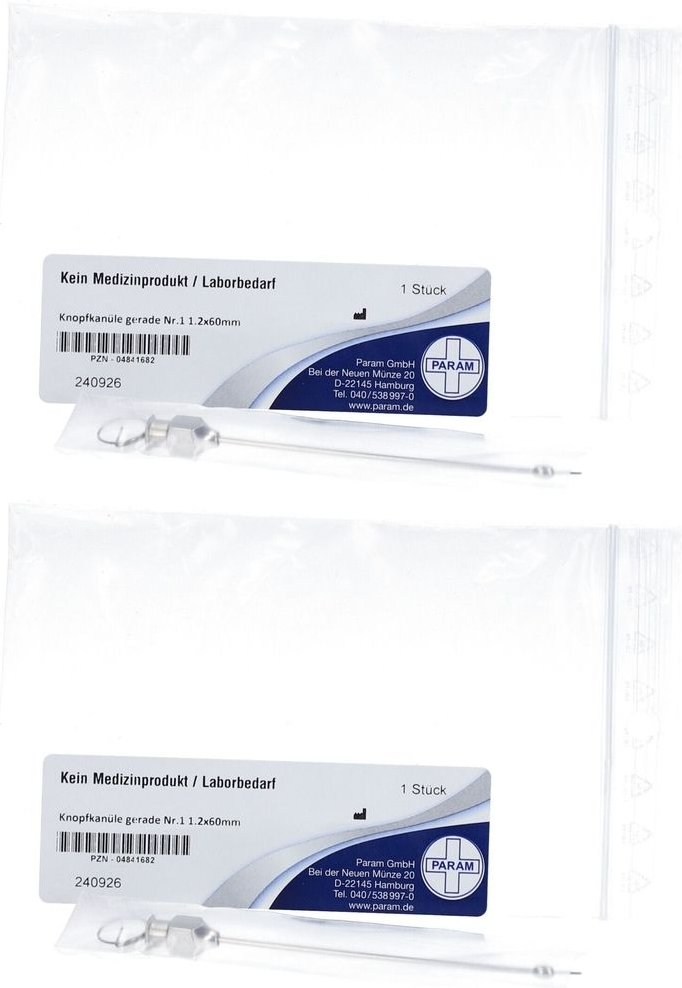 Knopfkanüle gerade Nr.1 1,2x60 mm 2x 2x1 St