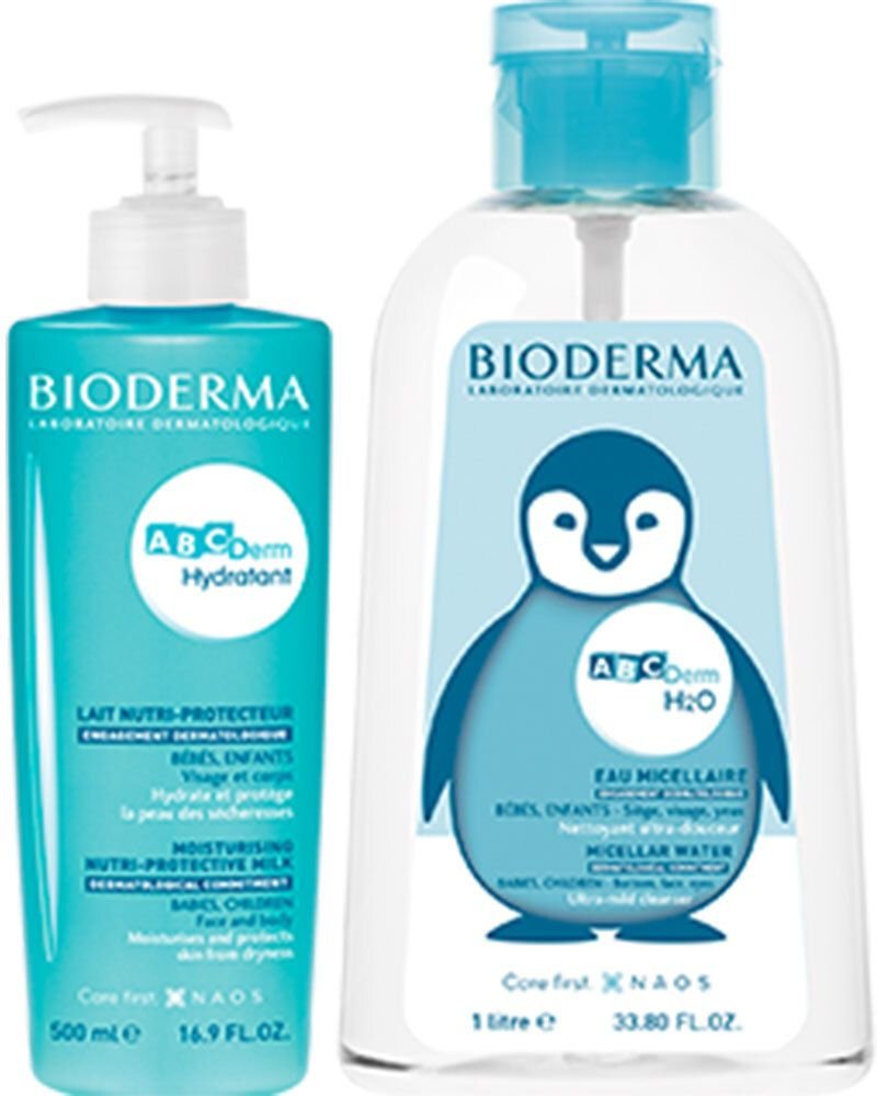 Bioderma ABCDerm Routine H2O Micellaire Oplossing + Hydraterende Melk Promo 1 St Tonikum