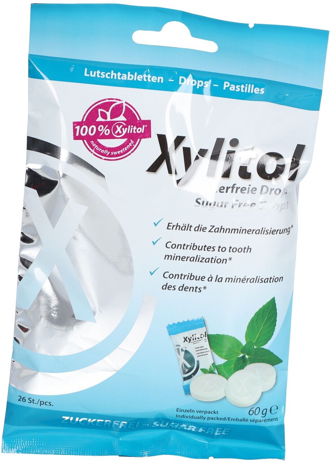 Miradent Xylitol Drops zuckerfrei Mint 60 g Bonbons
