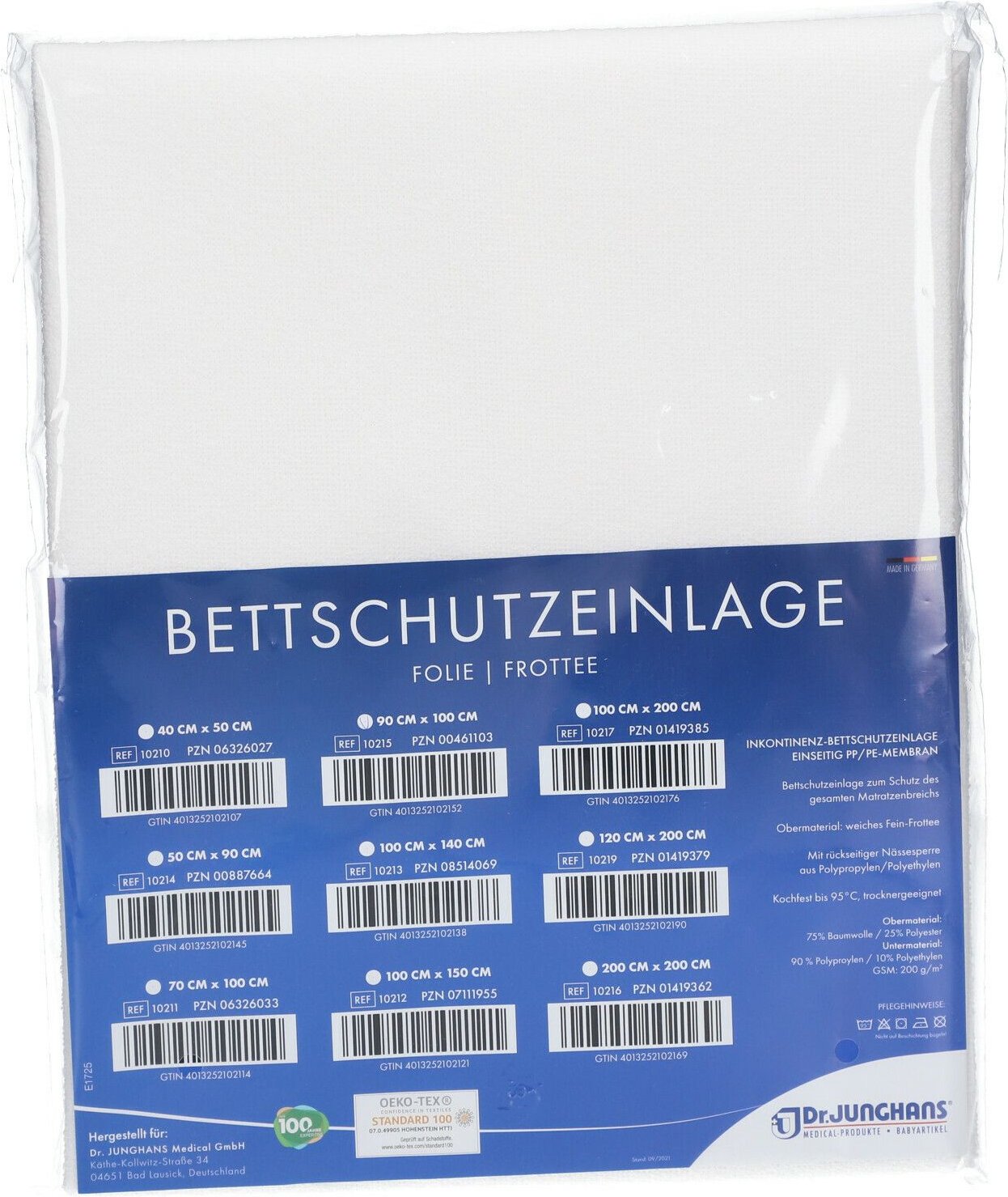 Bettschutzeinlage Folie Frottee 90x100 cm 1 St Einlagen
