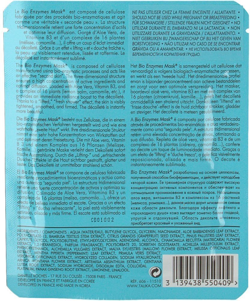Talika Face Bio Enzymes Masker Decolleté 1 St Gesichtsmaske