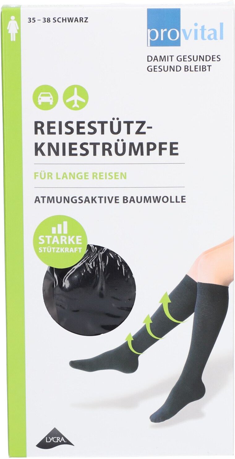 Provital Reisekniestrümpfe Gr.35-38 schwar.Baumw. 2 St Sonstige