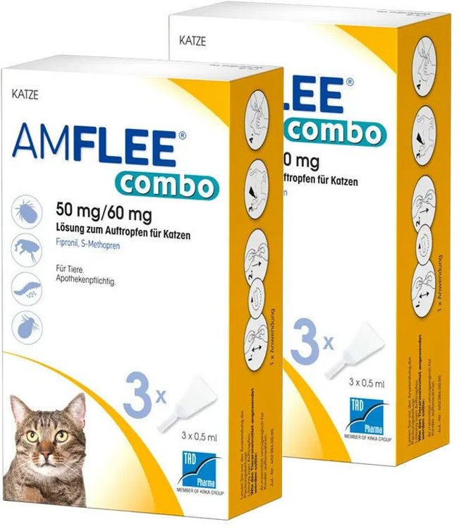 Thumbnail - Amflee combo 50 mg/60 ml für Katzen Doppelpack 2x3 St Lösung