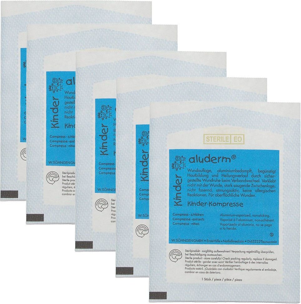 5x Aluderm Kinder Kompressen 4x6 cm 5x1 St