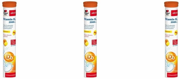Doppelherz Vitamin D3 2000 I.e. Brausetabletten 3x 3x15 St