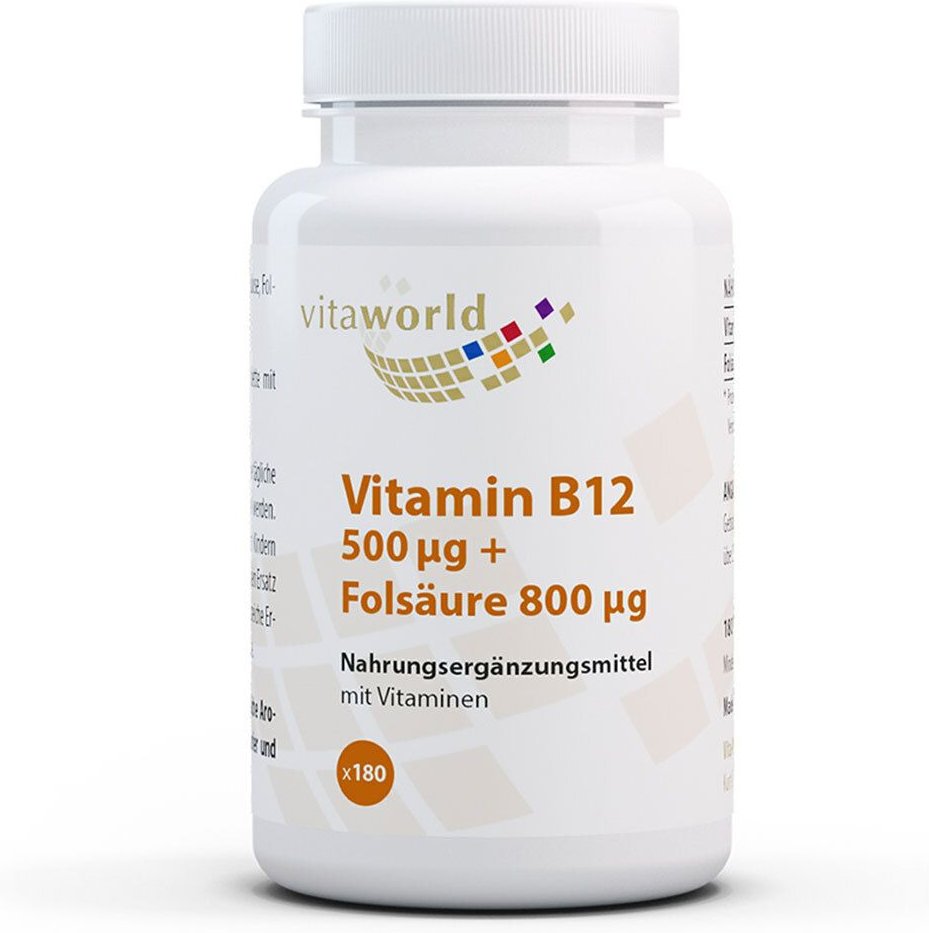 Thumbnail - Vitamin B12 500 µg+Folsäure 800 µg Tabletten 180 St