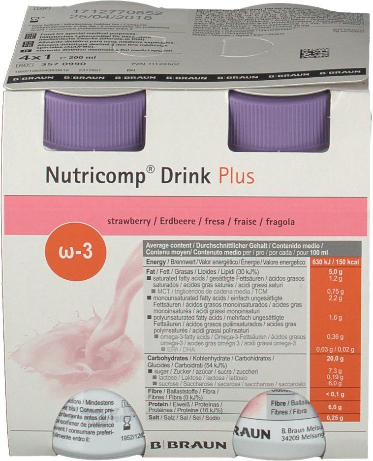 Nutricomp Drink Plus Erdbeer 24x200 ml Flüssigkeit