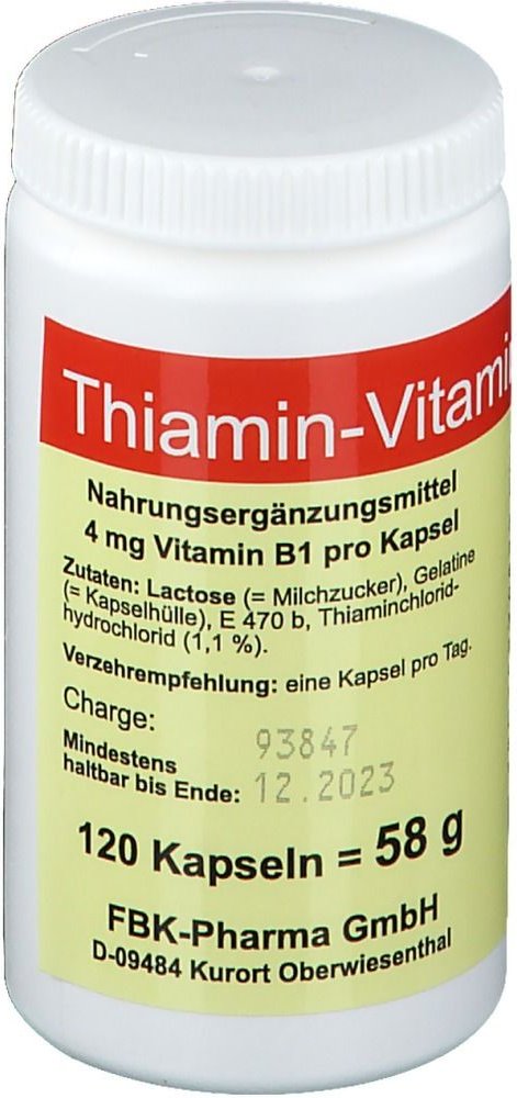 Thiamin Kapseln Vitamin B1 120 St