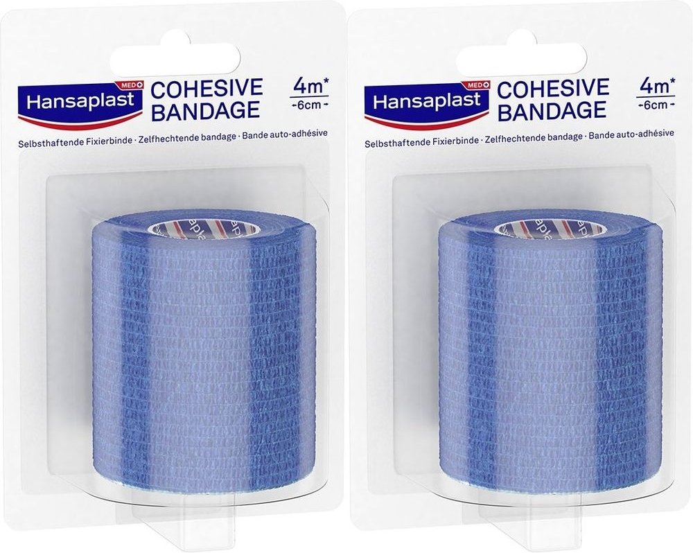 Hansaplast Fixierbinde selbsthaft.6 cmx4 m blau 2x 2x1 St Binden