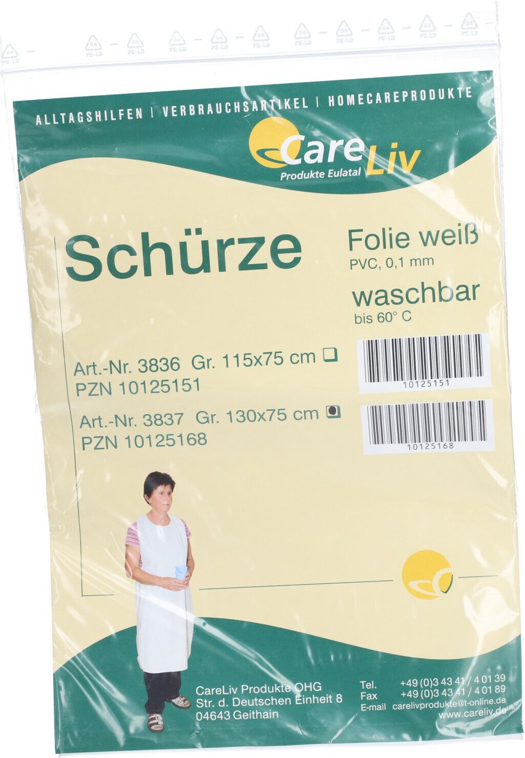 Thumbnail - Schürze Folie weiß 75x115 cm waschbar