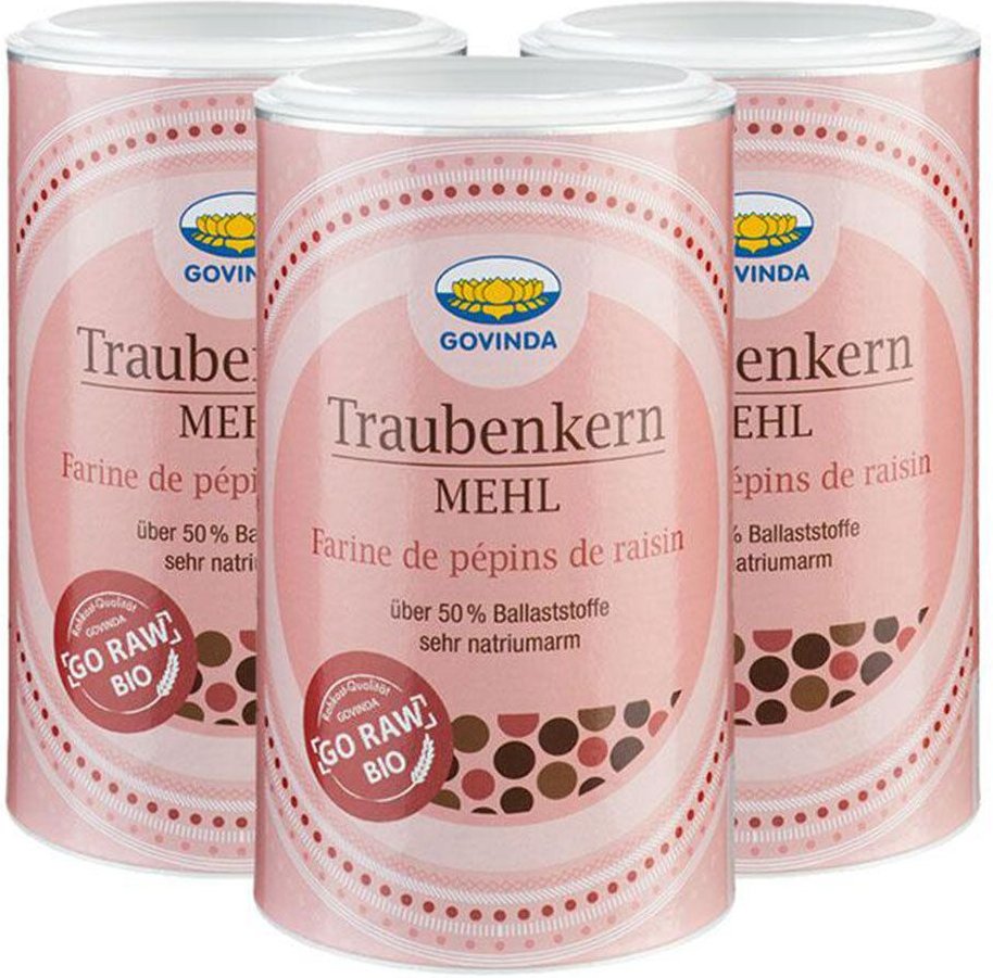 Govinda Bio Traubenkern Mehl 3x200 g Pulver