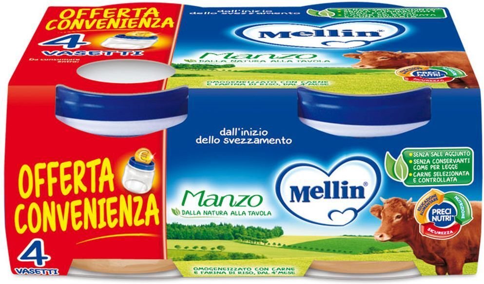 Mellin Omog Manzo 4X80G 4x80 g Brei