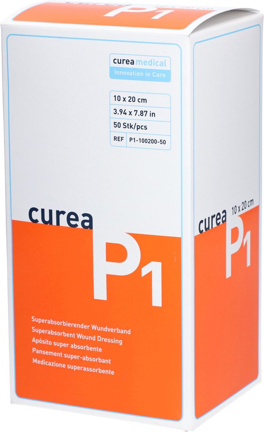 Curea P1 superabsorb.Wundauflage 10x20 cm 50 St Kompressen