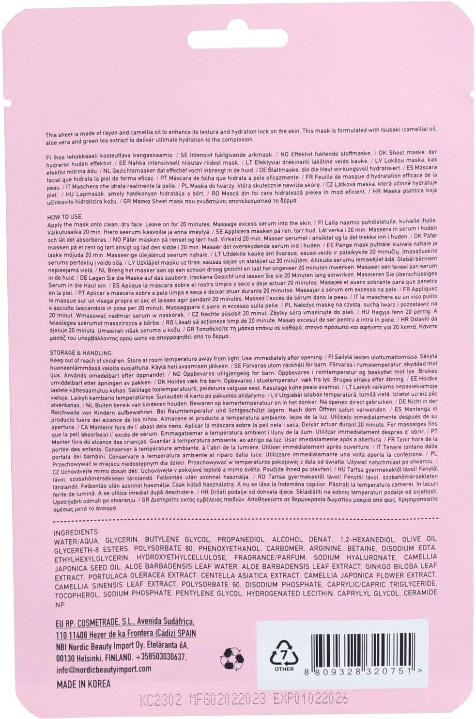 Kocostar Camellia Happy Mask 1 St Maske