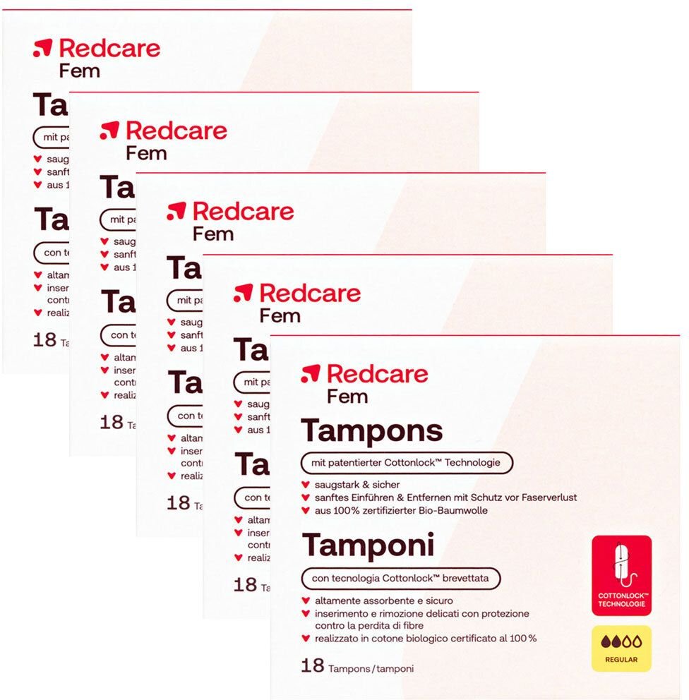 Redcare Tampons Regular Fünferpack 5x18 St Tampon