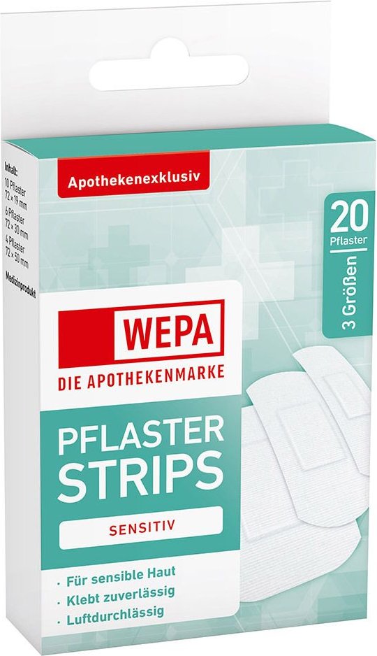 Wepa Pflasterstrips sensitiv 3 Größen 20 St Pflaster