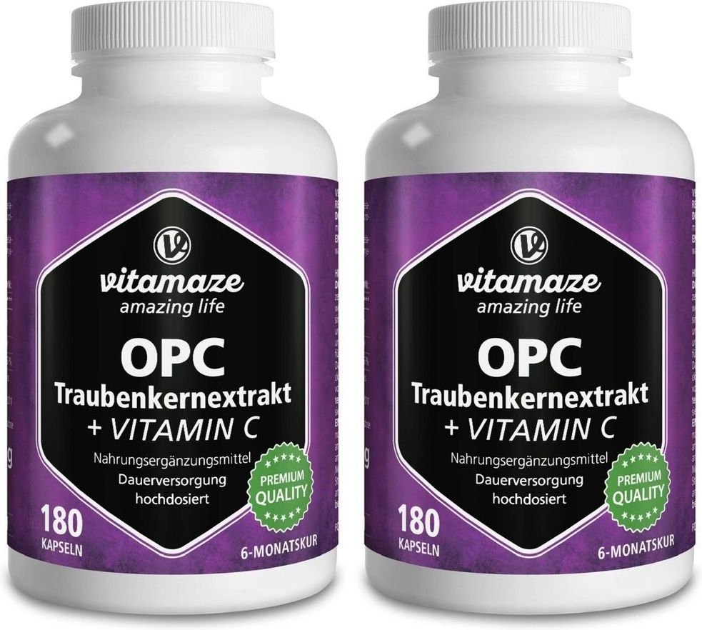 Thumbnail - OPC Traubenkernextrakt hochdosiert+Vitamin C Kaps. 2x 2x180 St Kapseln