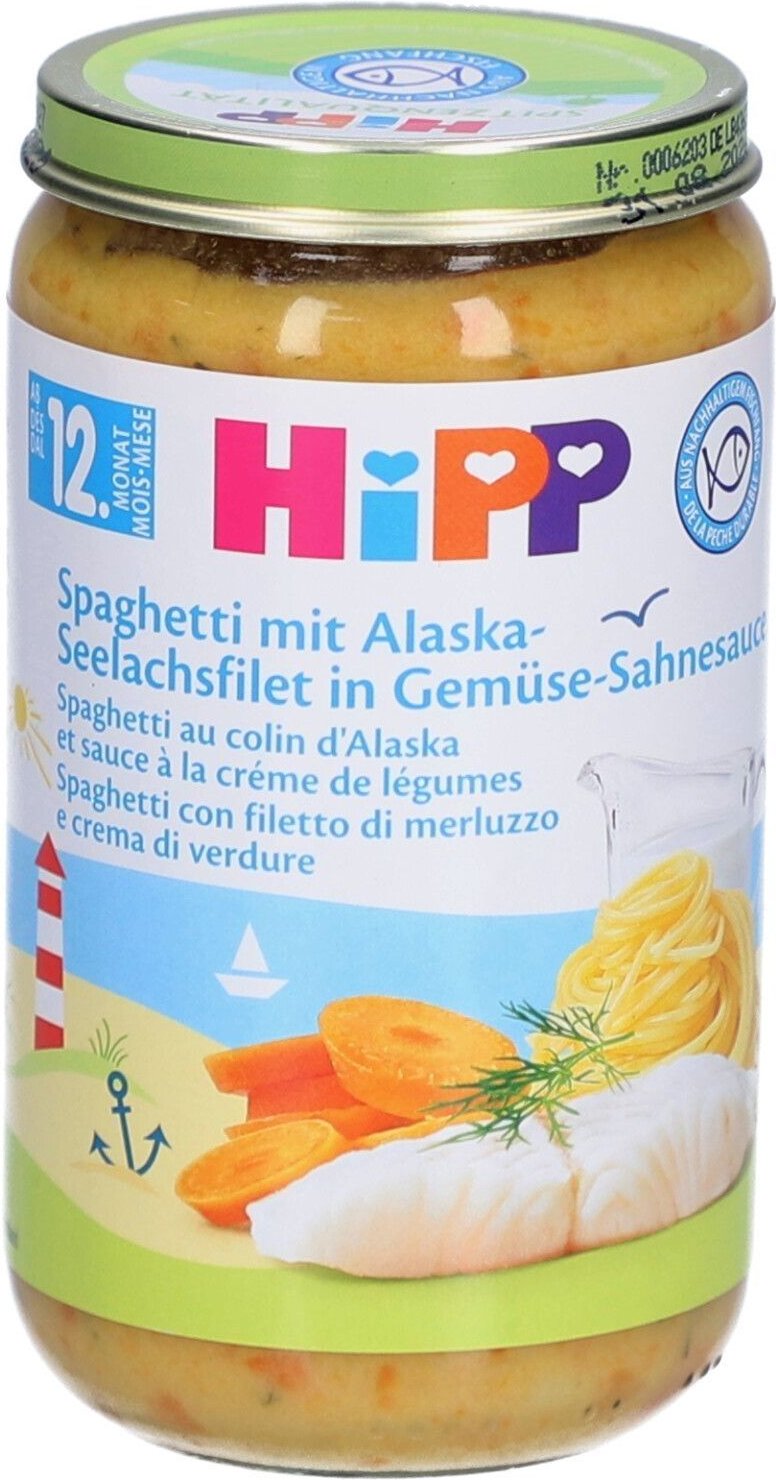 HiPP Spaghetti mit Alaska-Seelachs & Gemüsecreme ab 12 Monaten x4 4x250 g