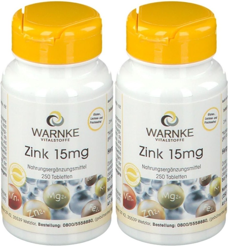 Zink 15 mg Tabletten 2x 2x250 St