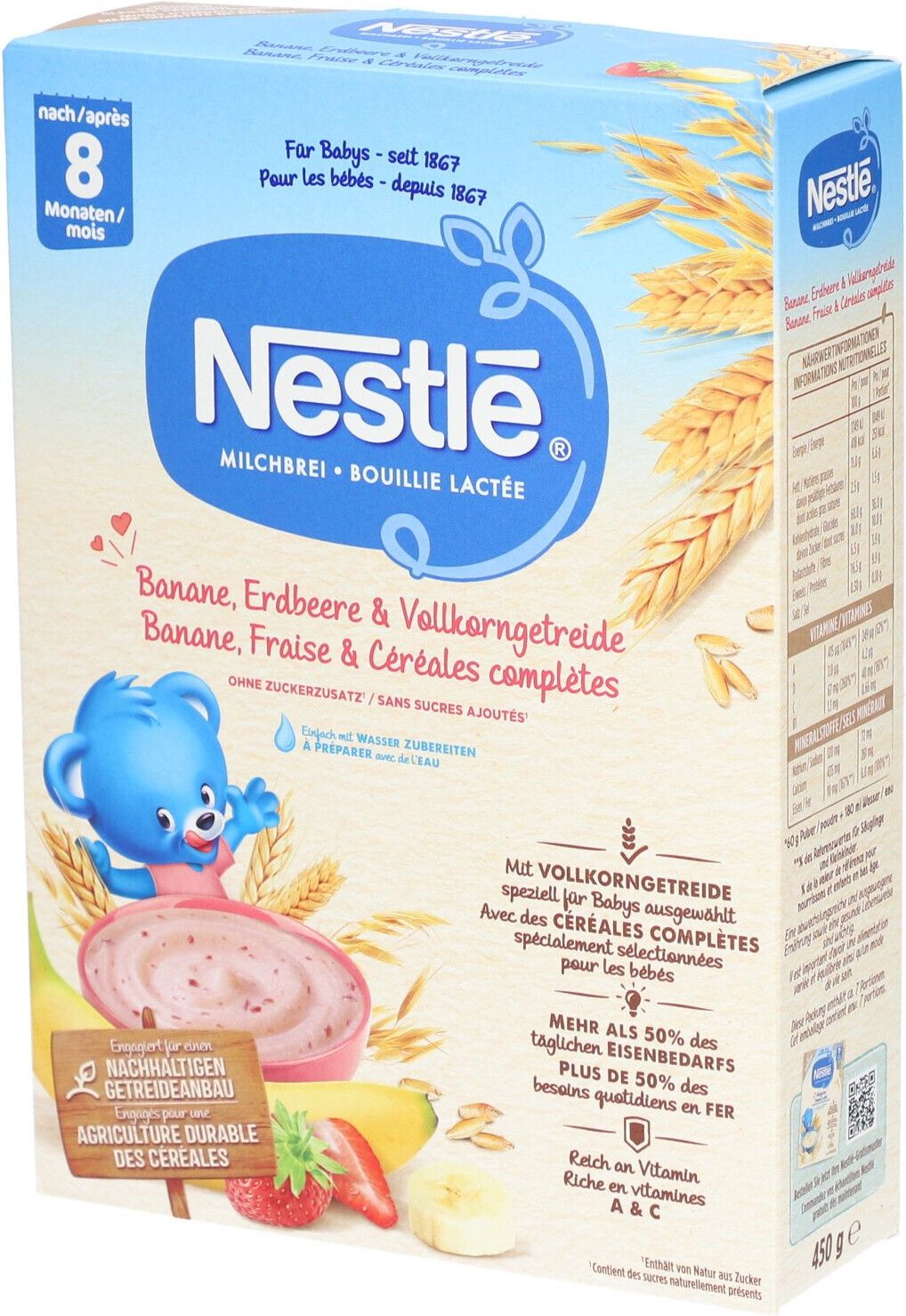 Nestle Milchbrei Bana Erdb&Vollkorncer 8M 450 g Puder