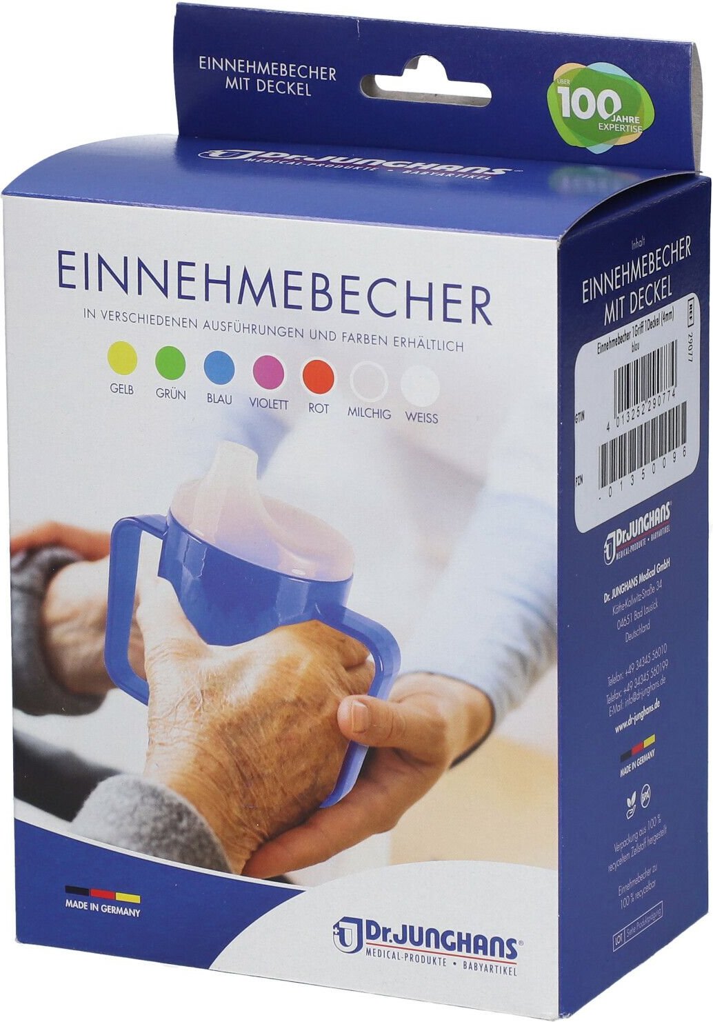 Einnehmebecher m.Griff+Deckel 4mm blau 1 St Becher