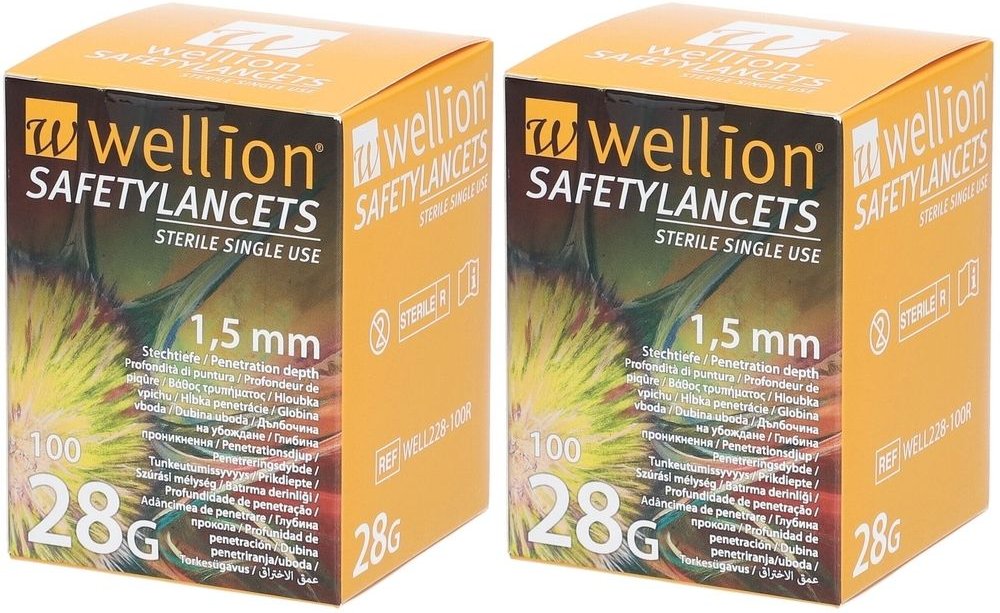 Wellion Safetylancets 28 G Sicherheitseinmallanz. 2x 2x100 St Lanzetten