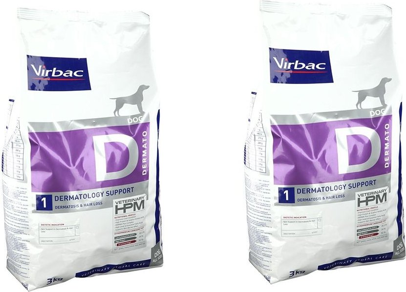 Virbac Veterinary HPM Dermatology Chien Croquettes pour dermatose x2 2x3000 g
