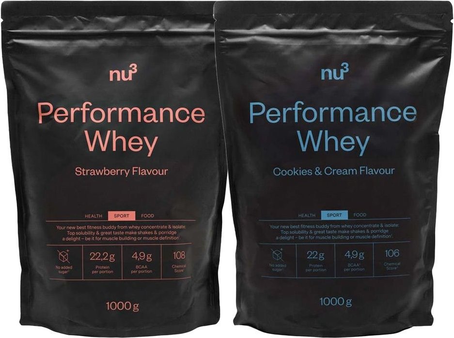 nu3 Performance Whey Doppelpack Erdbeere & Cookies-Cream 2x1000 g Pulver