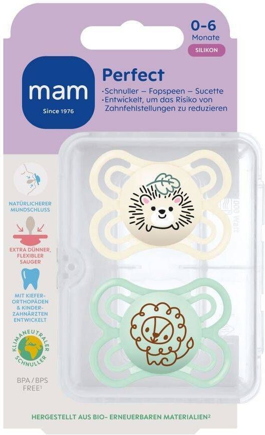 MAM Perfect Fopspeen Silicone Unisex 0-6 2 St Schnuller